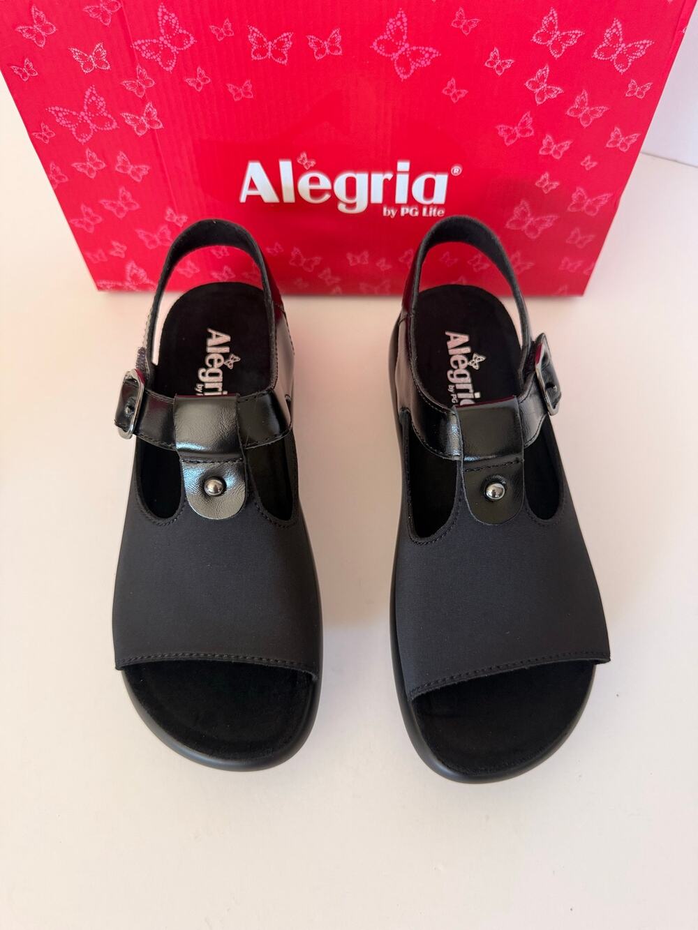 Alegria Betsie Dream Fit Stretch Nightly Black Sandals Size 7-7.5 New NIB